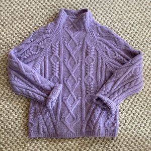Vince Lilac Cable Knit Alpaca & Marino Wool Sweater Size Large